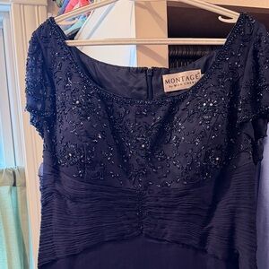Montage by Mon Cheri Midnight Blue Embellished Gown